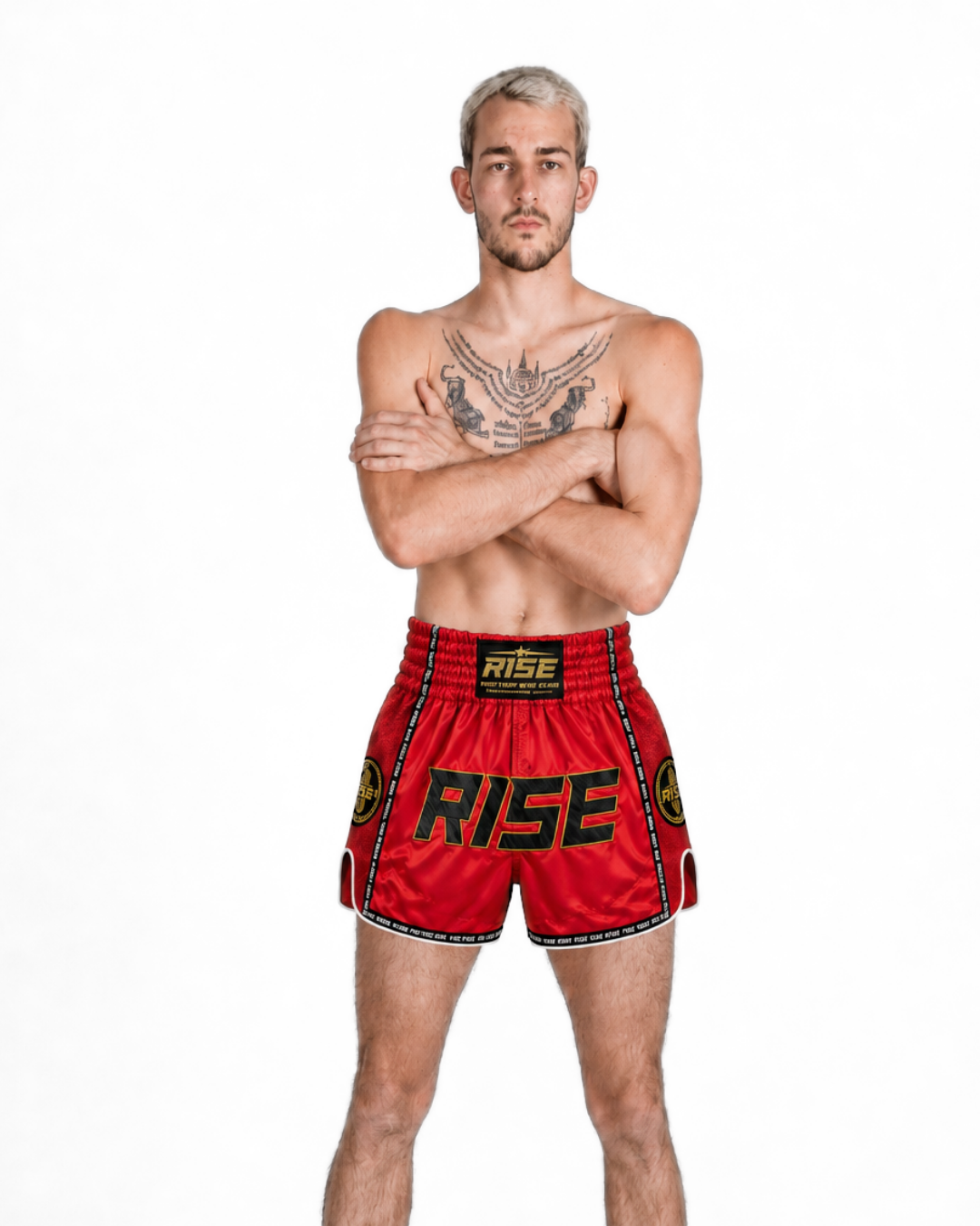 RISE CARBON MUAY THAI SHORTS (RED)