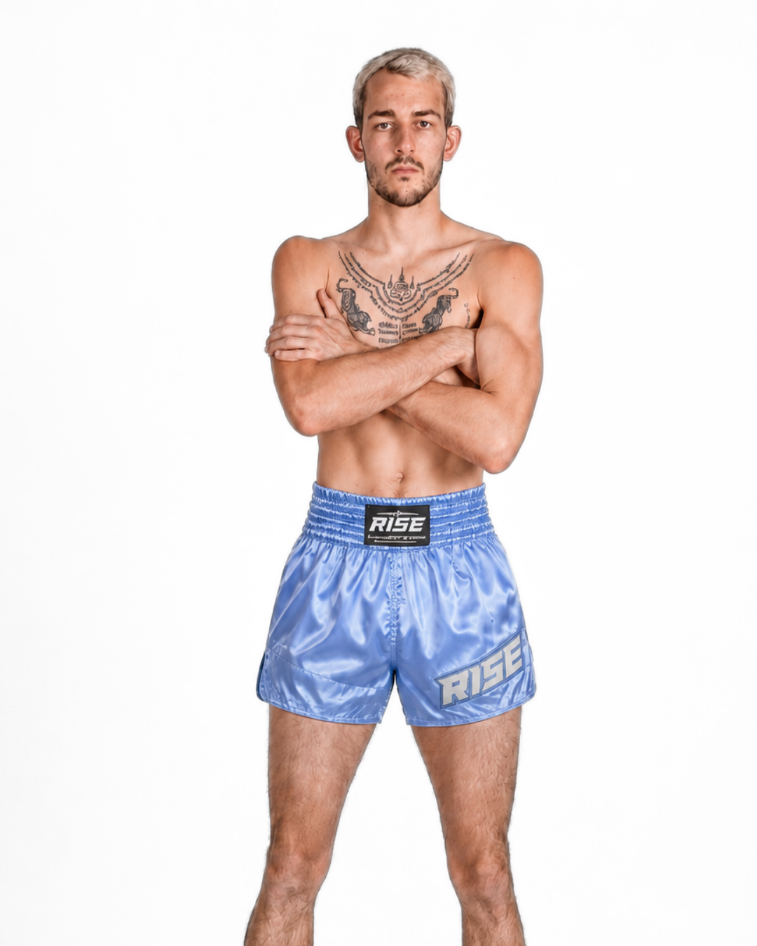 RISE CLASSIC MUAY THAI SATIN SHORTS (BABY BLUE)