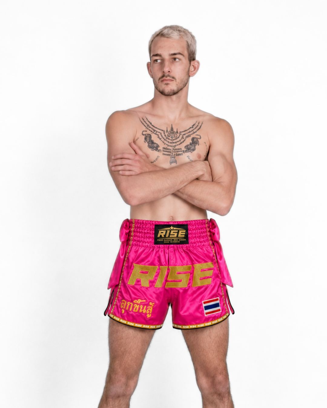 RISE RIBBON MUAY THAI SHORTS (PINK)