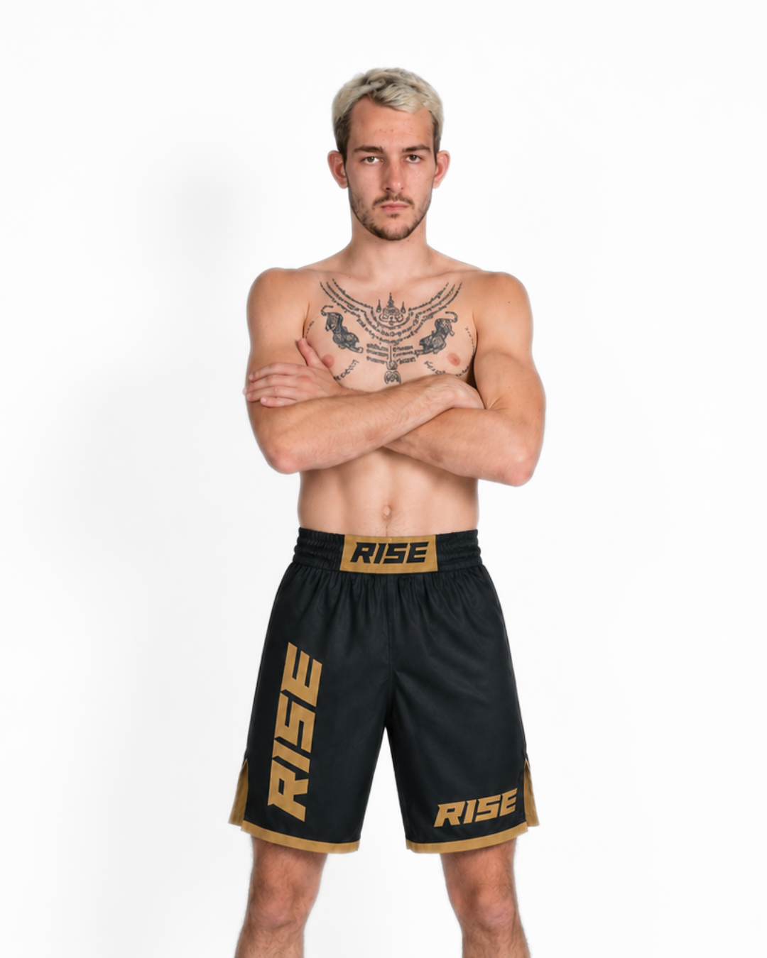 RISE MMA SHORTS (BLACK/GOLD)