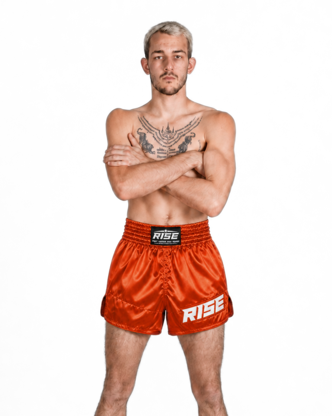 RISE CLASSIC MUAY THAI SATIN SHORTS (NEON ORANGE)
