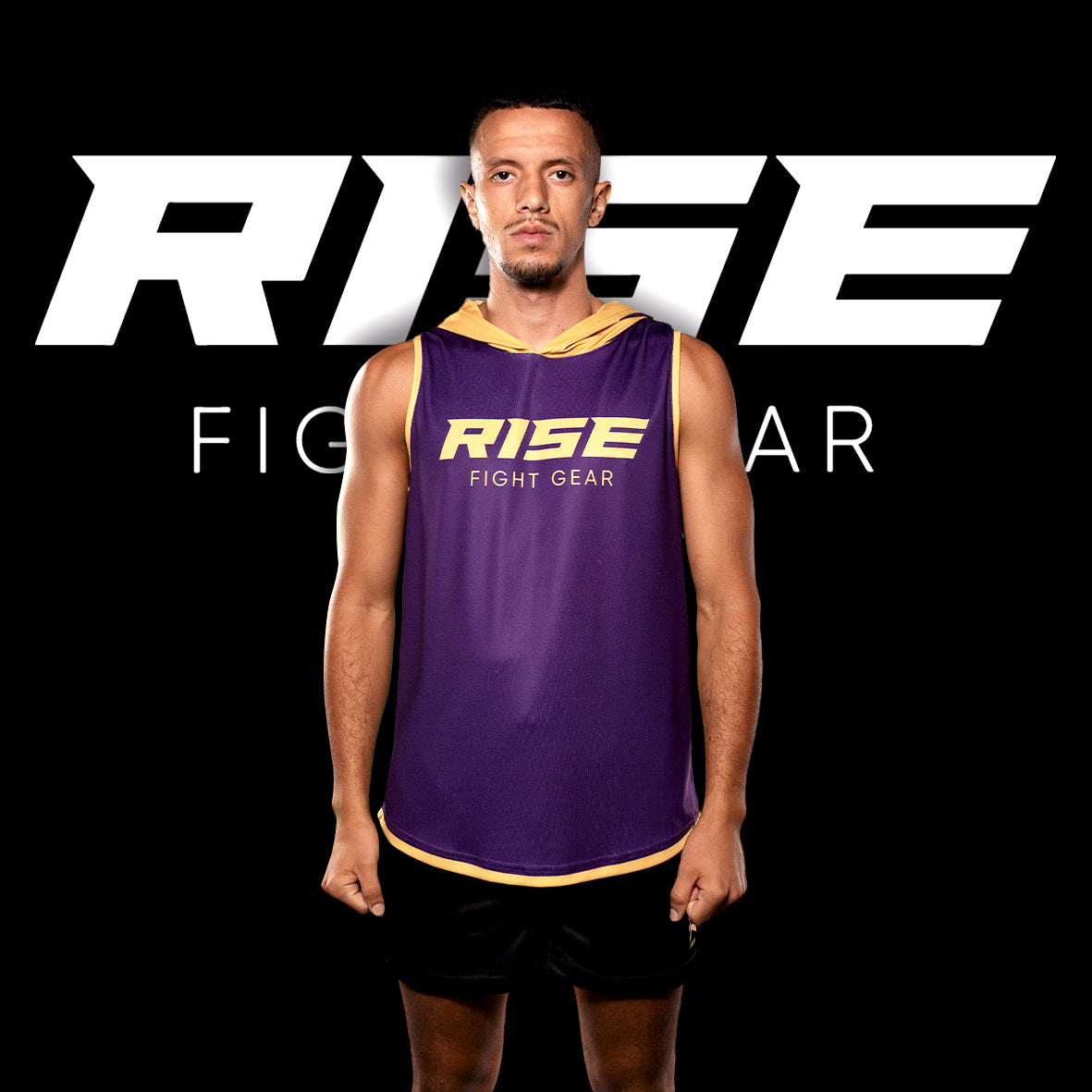 RISE SLEEVELESS HOODIE (PURPLE/GOLD)