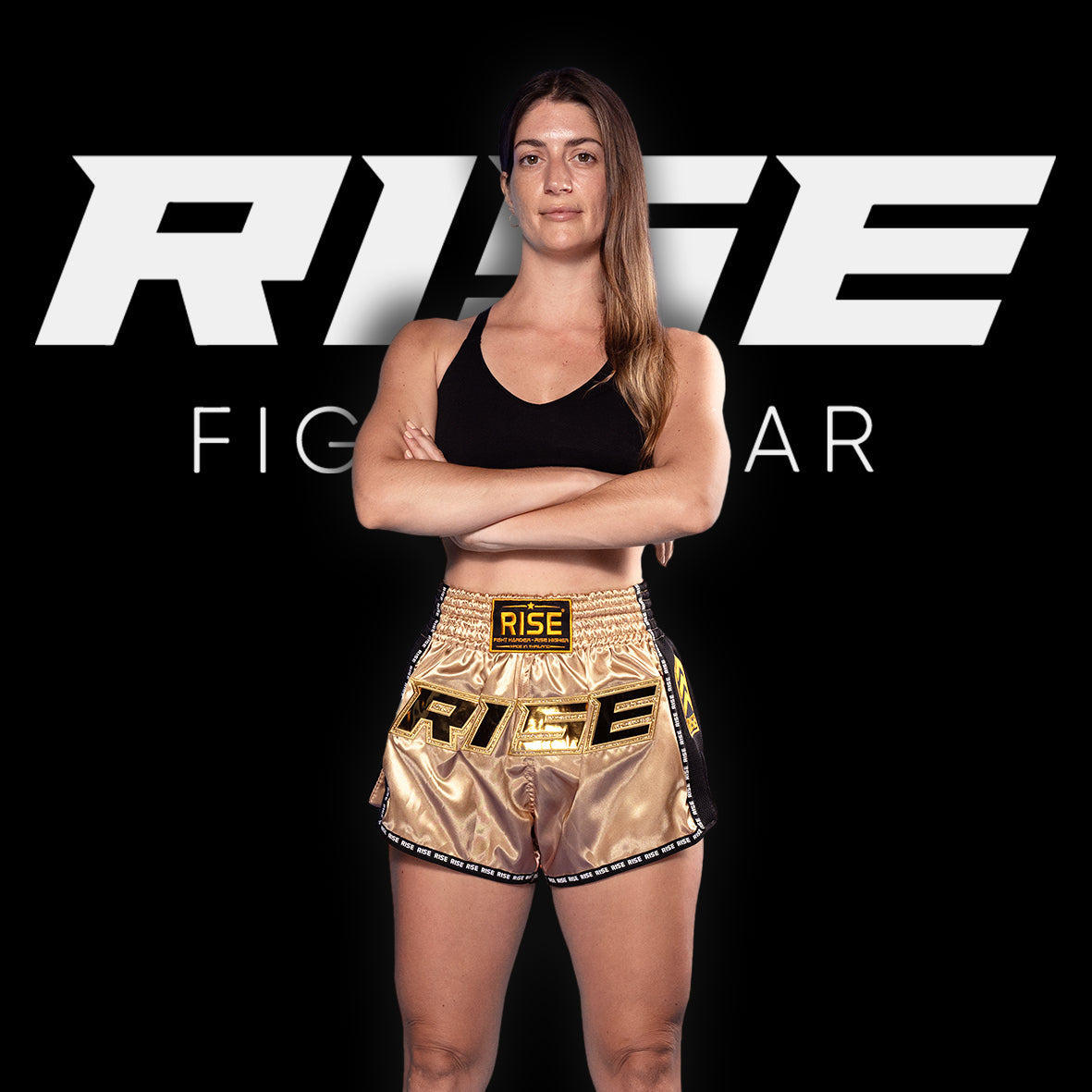 RISE MUAY THAI SHORTS SATIN (GOLD/GOLD)