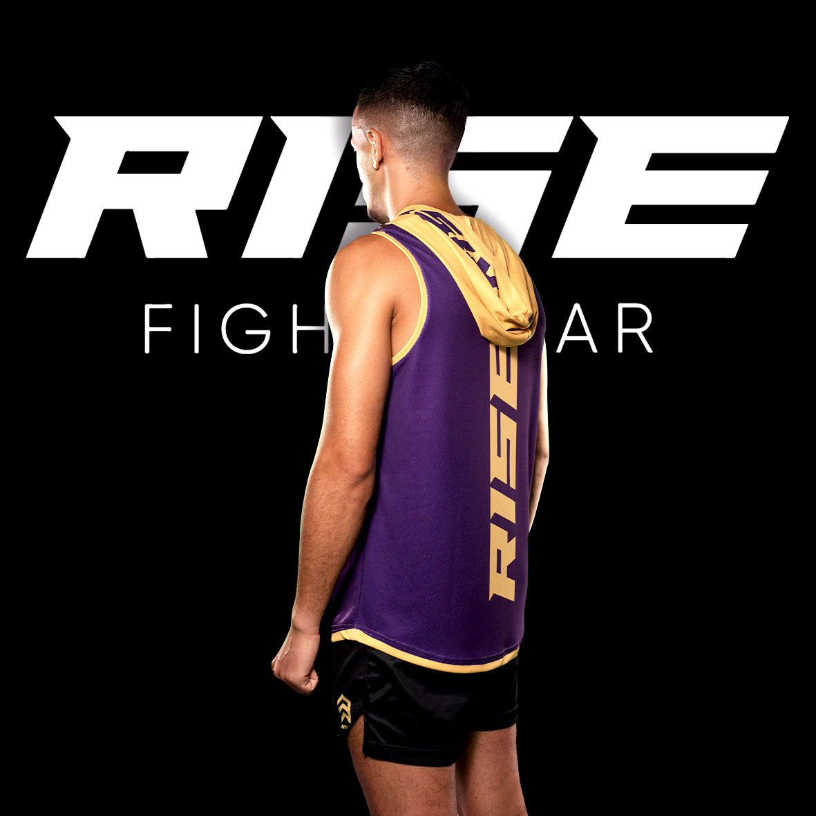 RISE SLEEVELESS HOODIE (PURPLE/GOLD)