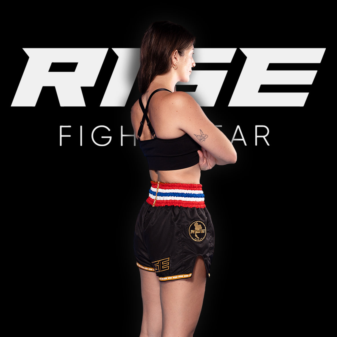 MUAY THAI SHORTS 24 THAILAND WAIST (BLACK)