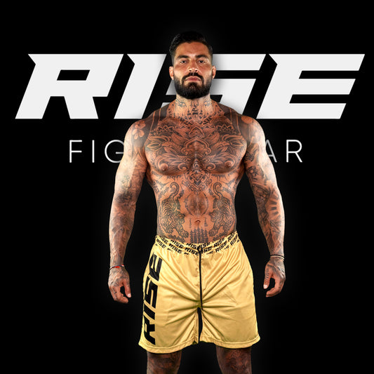 RISE GYM SHORTS 2024 (GOLD/BLACK)