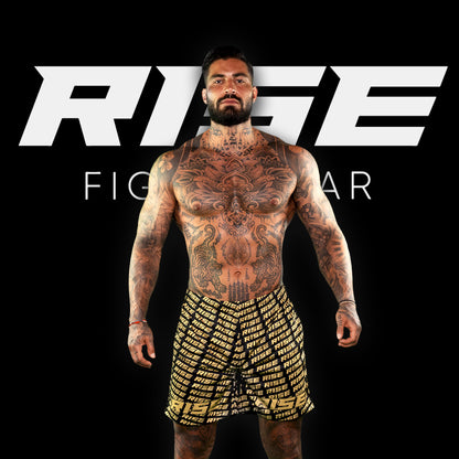 RISE GYM SHORTS PATTERN (BLACK/GOLD)