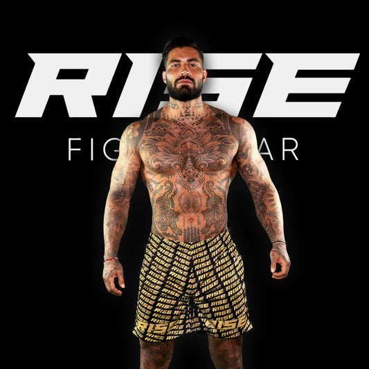 RISE GYM SHORTS PATTERN (BLACK/GOLD)