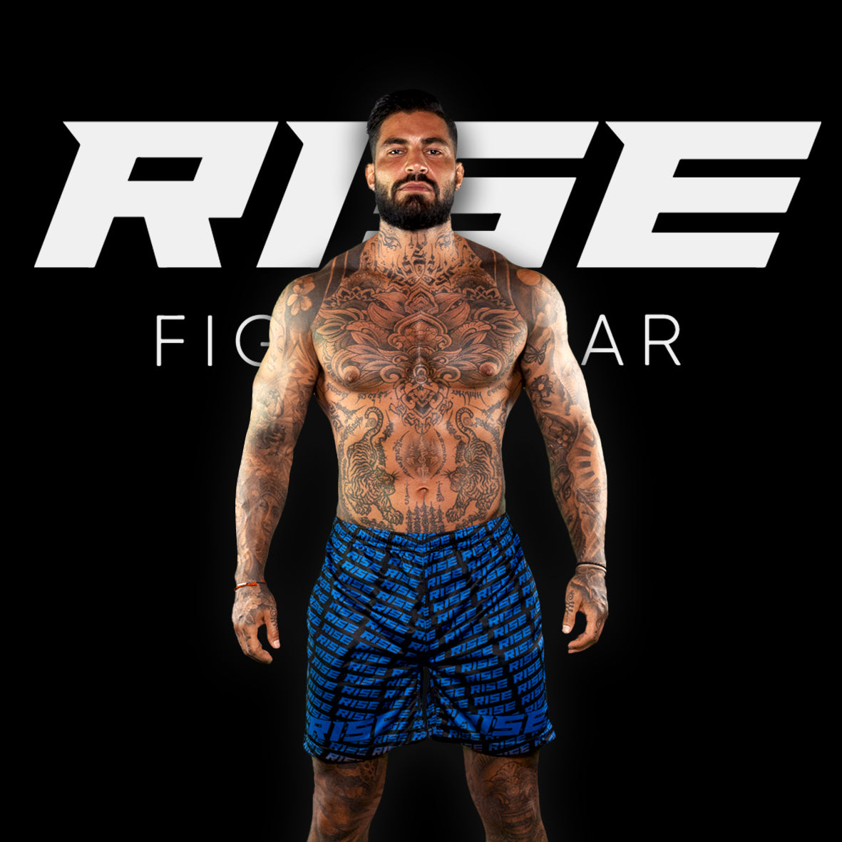 RISE GYM SHORTS PATTERN (BLUE/BLACK)