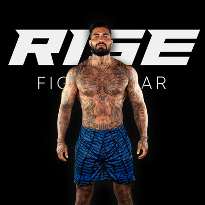 RISE GYM SHORTS PATTERN (BLUE/BLACK)