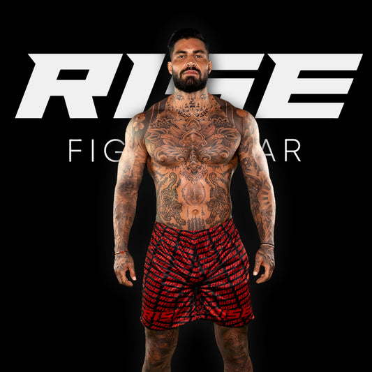 RISE GYM SHORTS PATTERN (RED/BLACK)