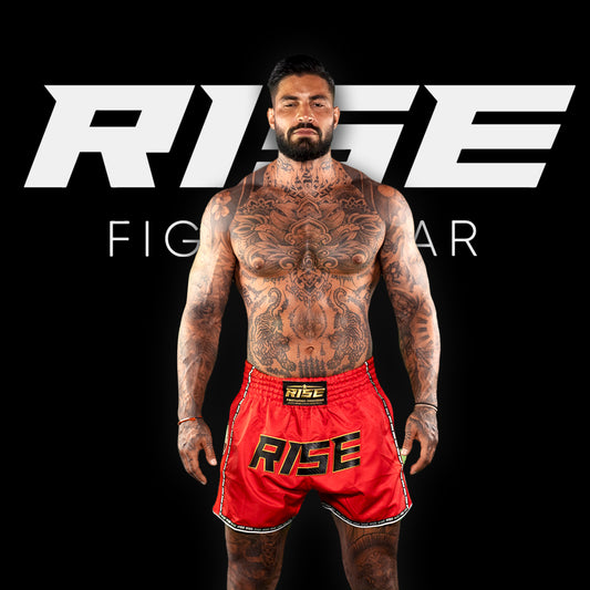 RISE CARBON MUAY THAI SHORTS (RED)