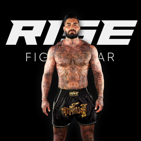 'RISE TO FIGHT' MUAY THAI SHORTS (BLACK)