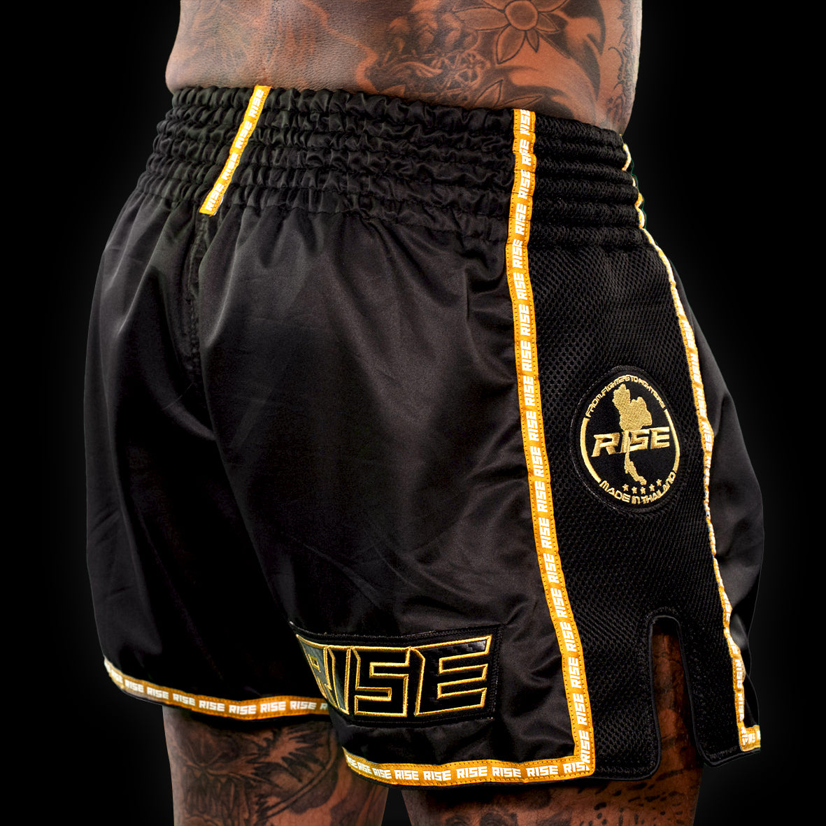 'THAI LANGUAGE' MUAY THAI SHORTS (BLACK)