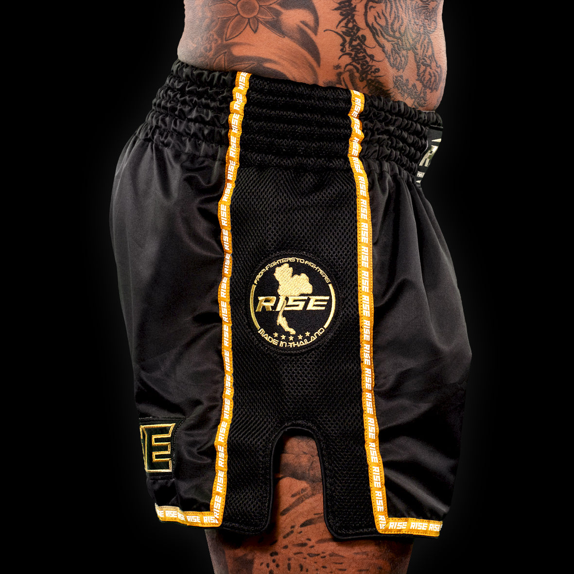 'THAI LANGUAGE' MUAY THAI SHORTS (BLACK)