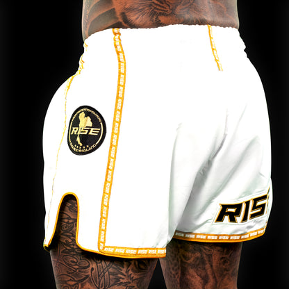 'THAI LANGUAGE' MUAY THAI SHORTS (WHITE)