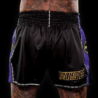 RISE MESH MUAY THAI SHORTS (BLACK/PURPLE)