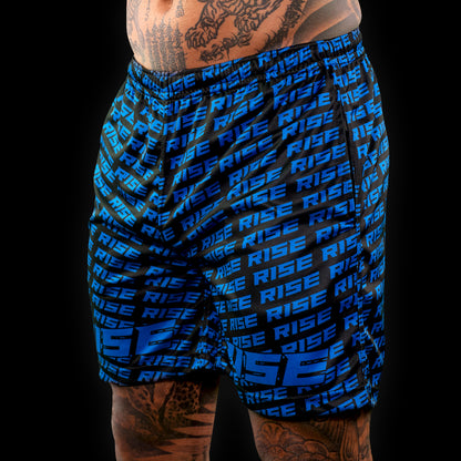 RISE GYM SHORTS PATTERN (BLUE/BLACK)