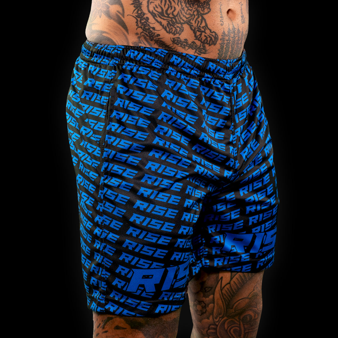 RISE GYM SHORTS PATTERN (BLUE/BLACK)