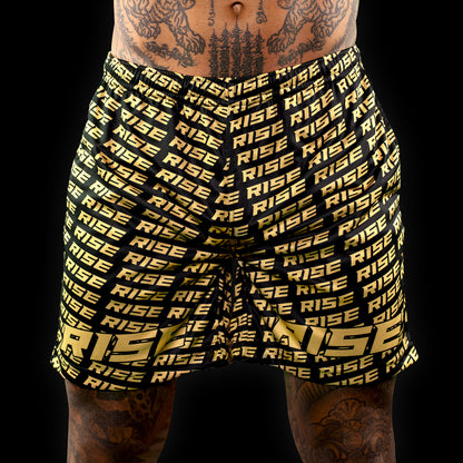 RISE GYM SHORTS PATTERN (BLACK/GOLD)