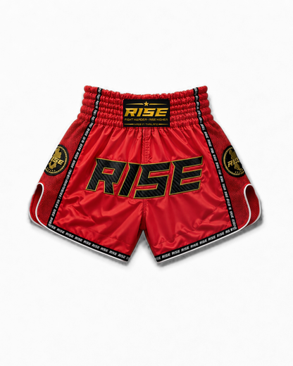 RISE CARBON MUAY THAI SHORTS (RED)