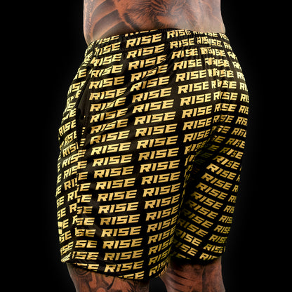 RISE GYM SHORTS PATTERN (BLACK/GOLD)