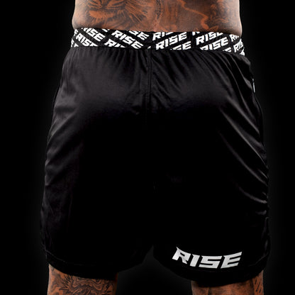 RISE ZIPPER TRAINING SHORTS (BLACK)