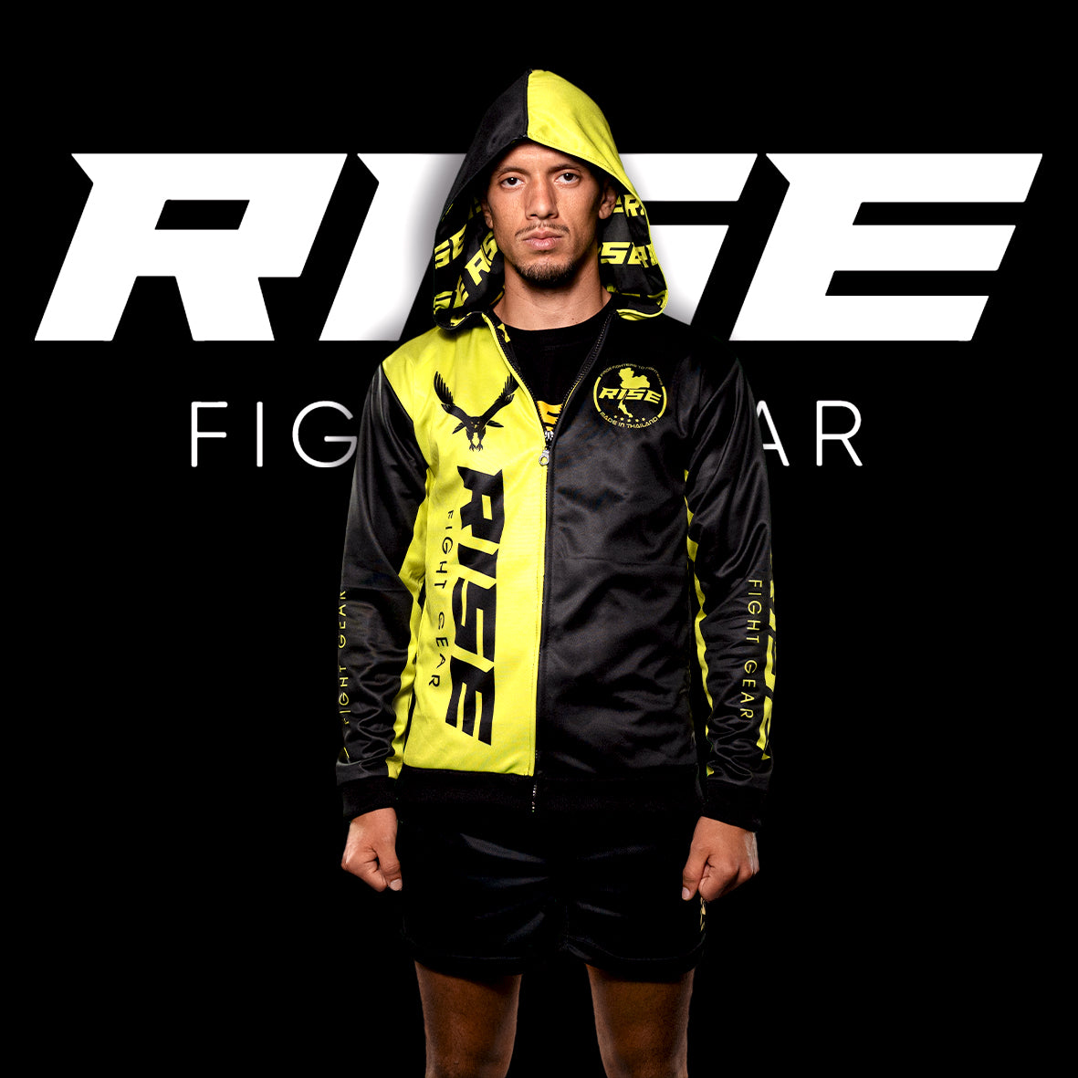 RISE HOODIE JACKET (BLACK/NEON YELLOW)