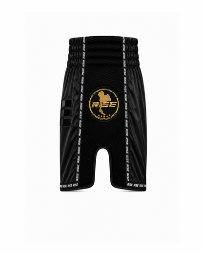 RISE 'BLACKOUT' MUAY THAI SHORTS (ALL BLACK)