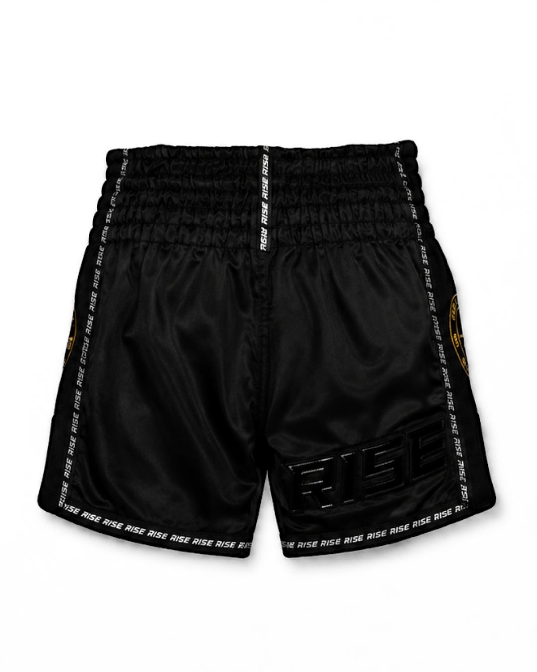RISE 'BLACKOUT' MUAY THAI SHORTS (ALL BLACK)