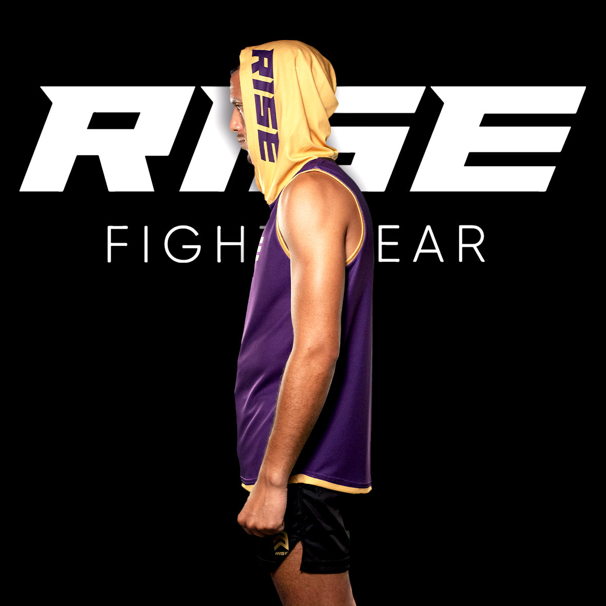 RISE SLEEVELESS HOODIE (PURPLE/GOLD)