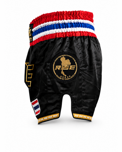 RISE MUAY THAI SHORTS 24 THAILAND WAIST (BLACK)
