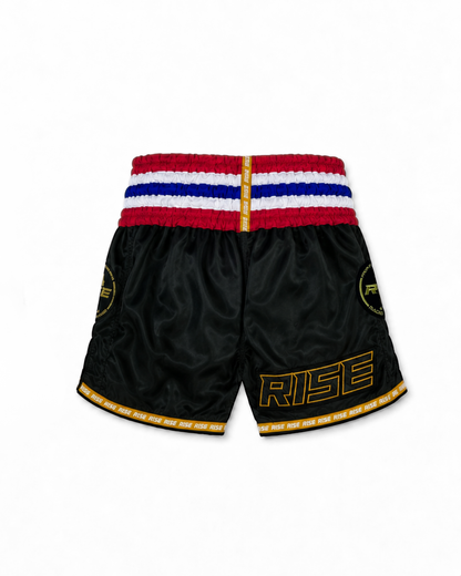 RISE MUAY THAI SHORTS 24 THAILAND WAIST (BLACK)