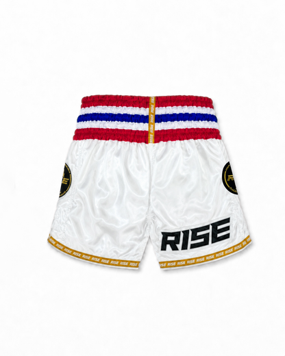RISE MUAY THAI SHORTS 24 THAILAND WAIST (WHITE)