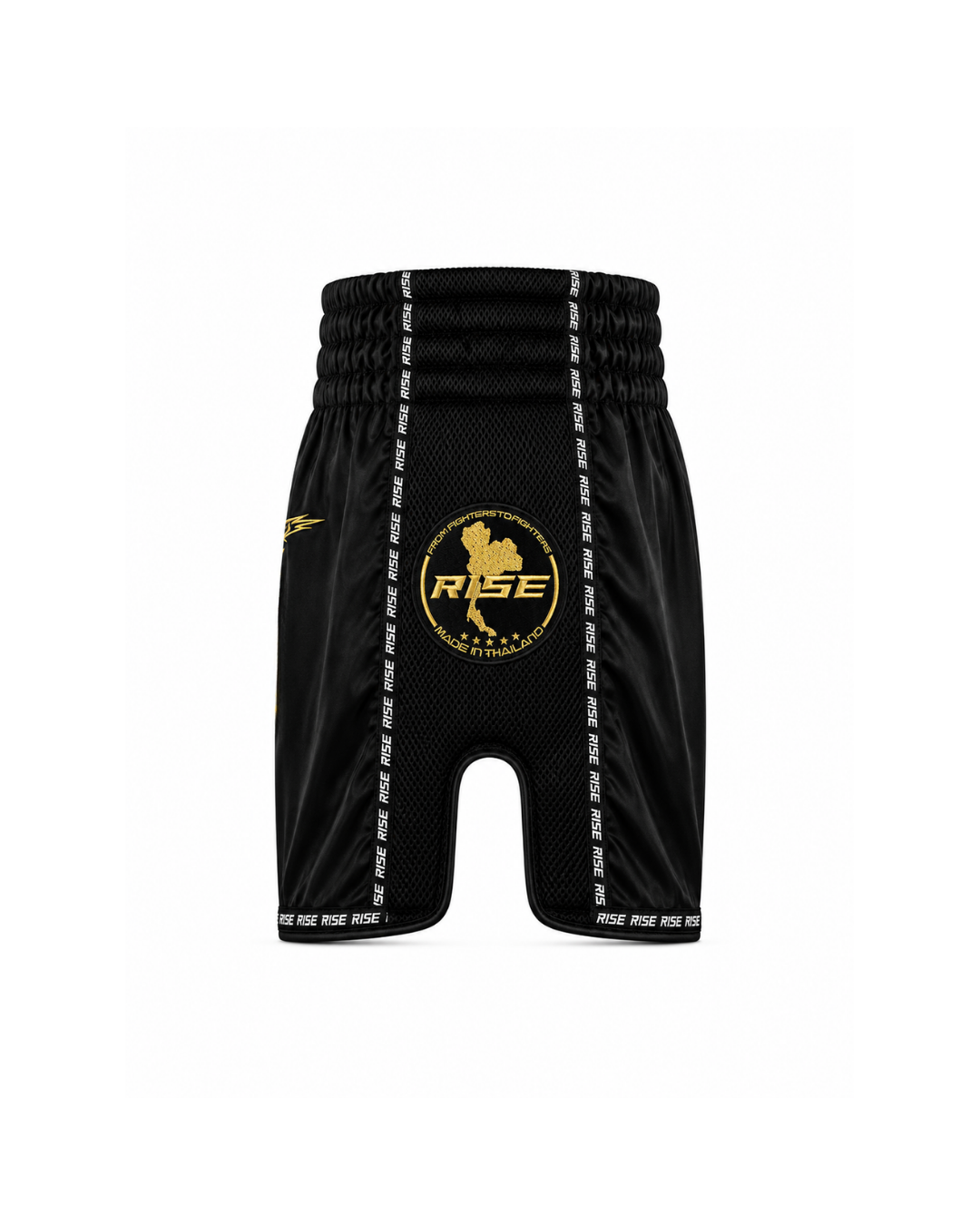 RISE 'RISE TO FIGHT' MUAY THAI SHORTS (BLACK)