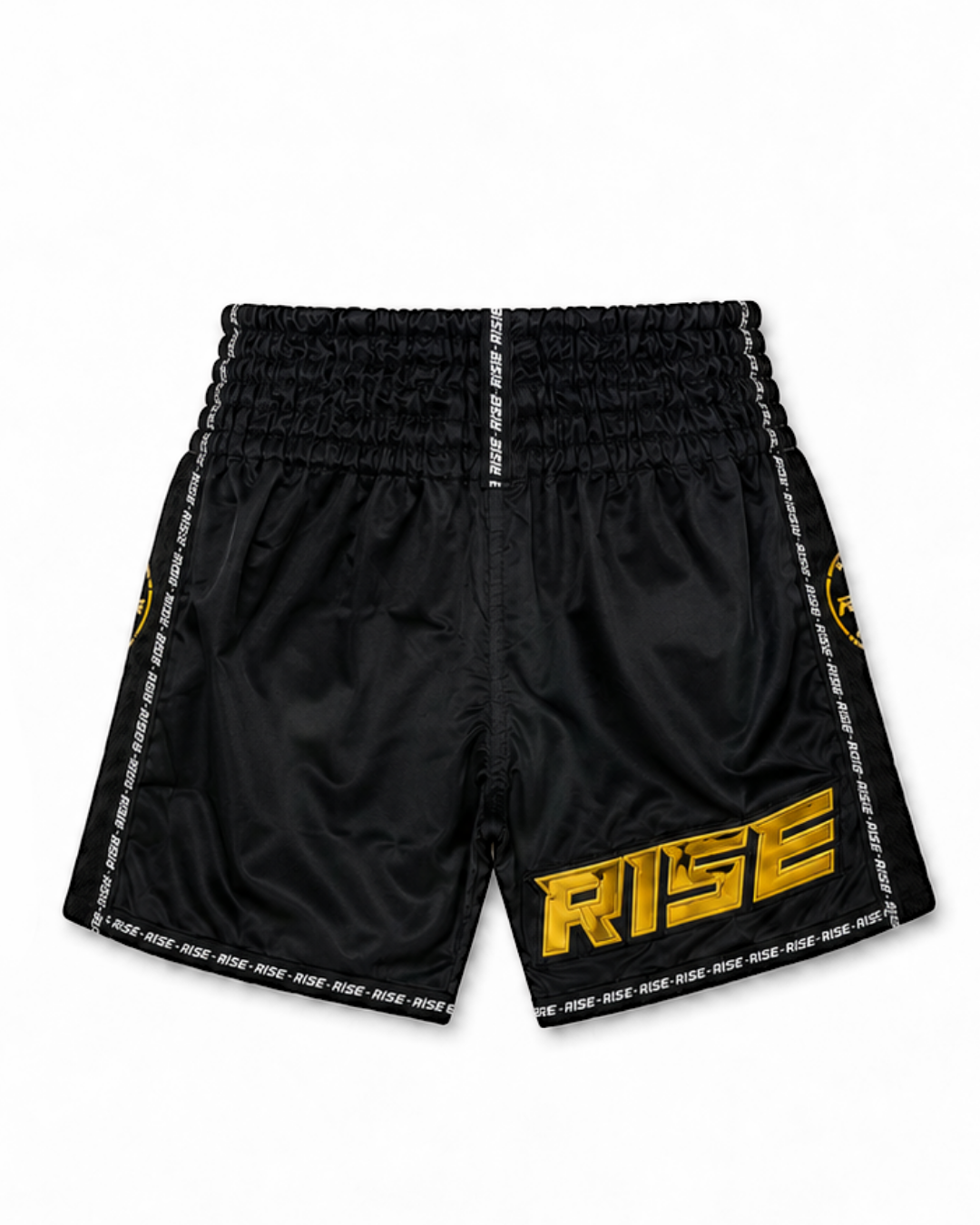 RISE 'RISE TO FIGHT' MUAY THAI SHORTS (BLACK)