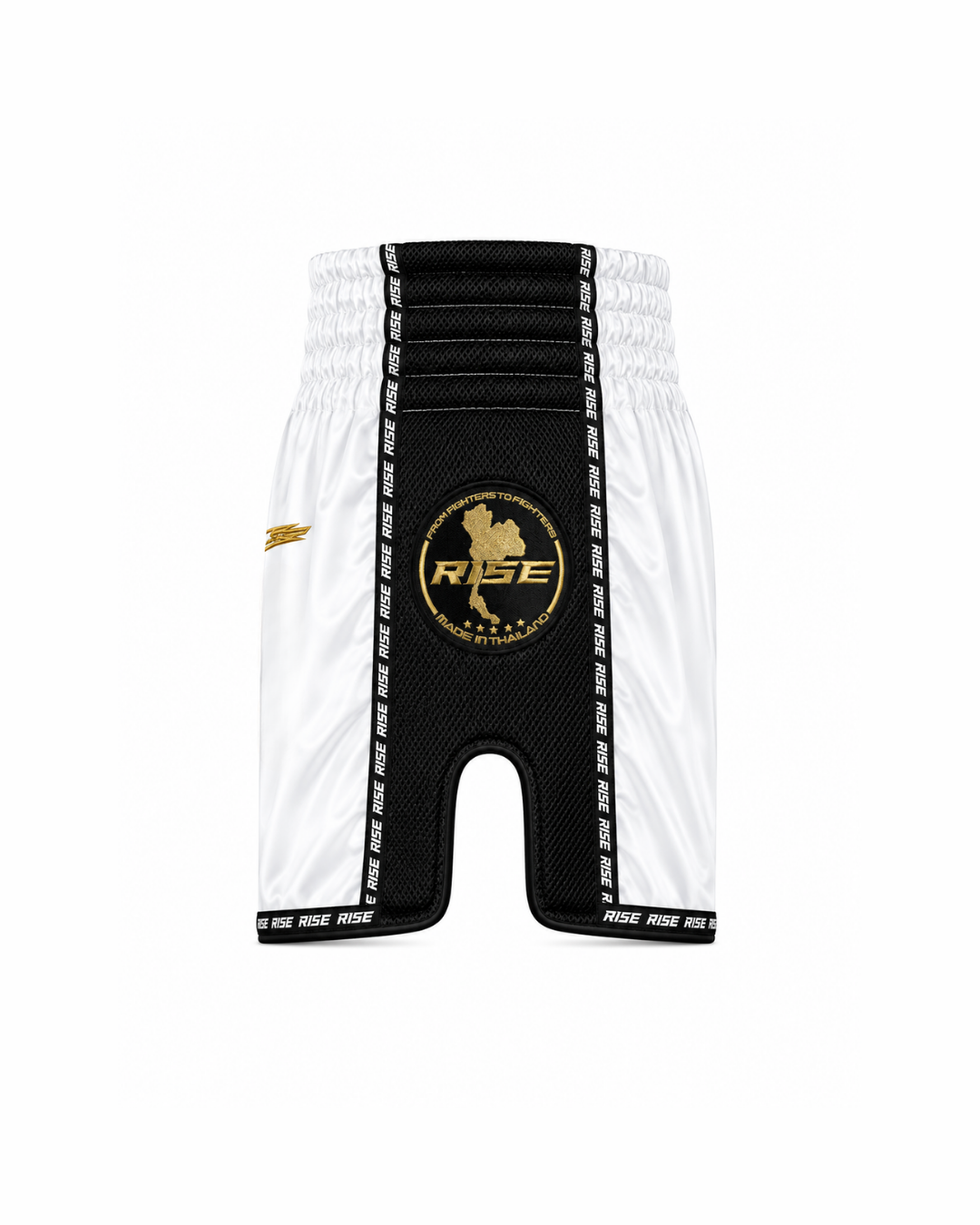 RISE 'RISE TO FIGHT' MUAY THAI SHORTS (WHITE)
