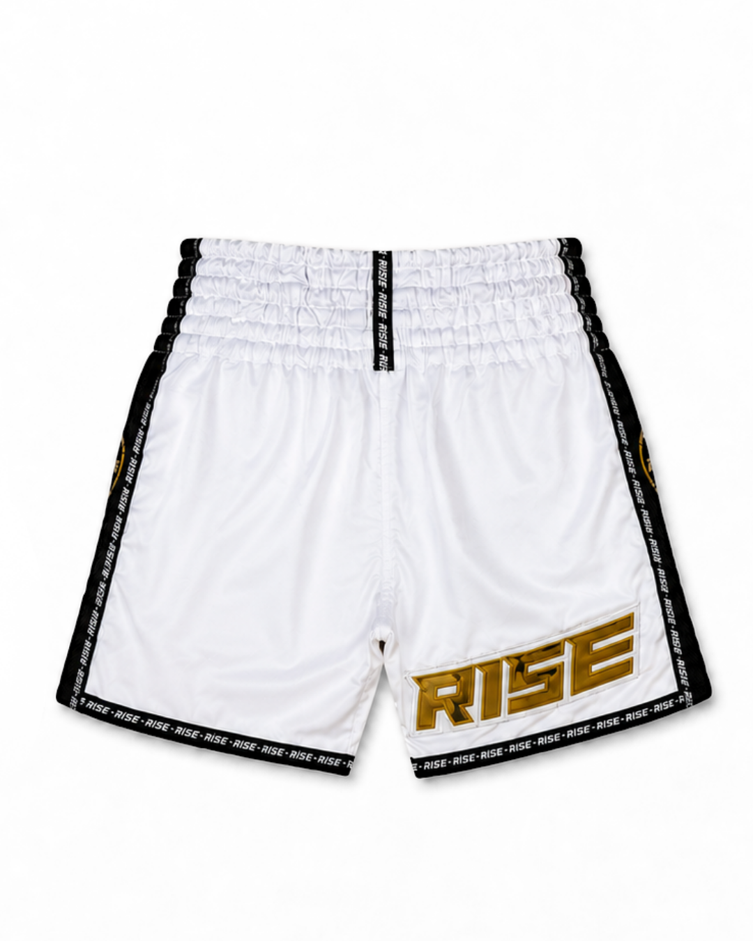 RISE 'RISE TO FIGHT' MUAY THAI SHORTS (WHITE)