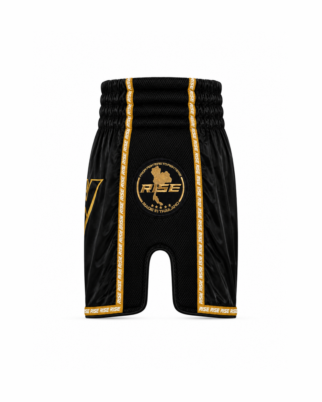 RISE 'THAI LANGUAGE' MUAY THAI SHORTS (BLACK)
