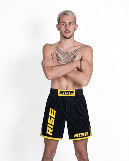 RISE MMA SHORTS (BLACK/GOLD)