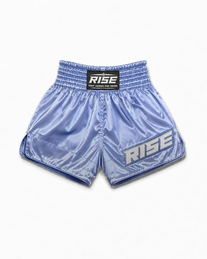 RISE CLASSIC MUAY THAI SATIN SHORTS (BABY BLUE)