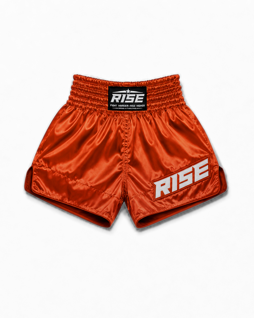 RISE CLASSIC MUAY THAI SATIN SHORTS (NEON ORANGE)