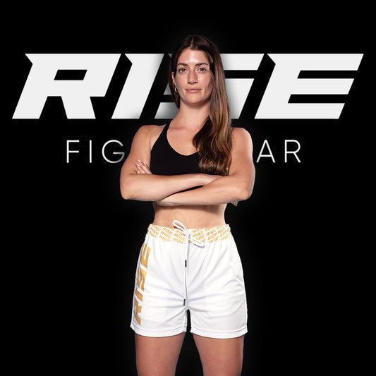 RISE GYM SHORTS 2024 (WHITE/GOLD)