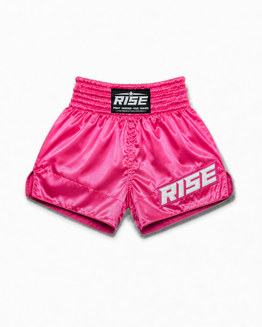 RISE CLASSIC MUAY THAI SATIN SHORTS (PINK)
