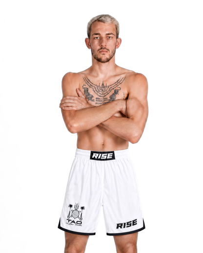 RISE X TAO MMA SHORTS (WHITE)