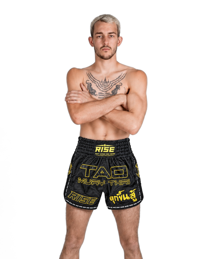 RISE X TAO MUAY THAI SHORTS (BLACK)