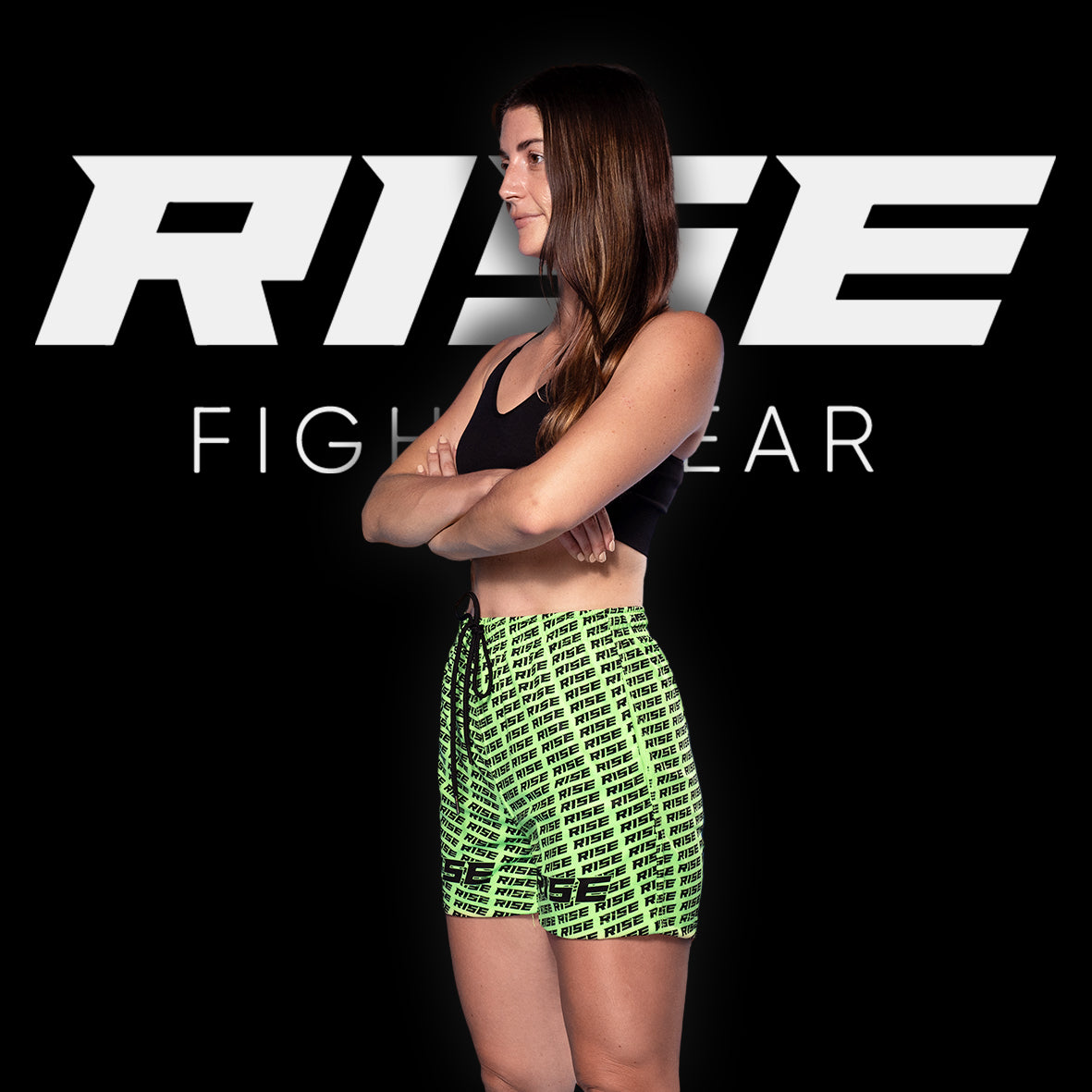 RISE GYM SHORTS PATTERN (GREEN/BLACK)