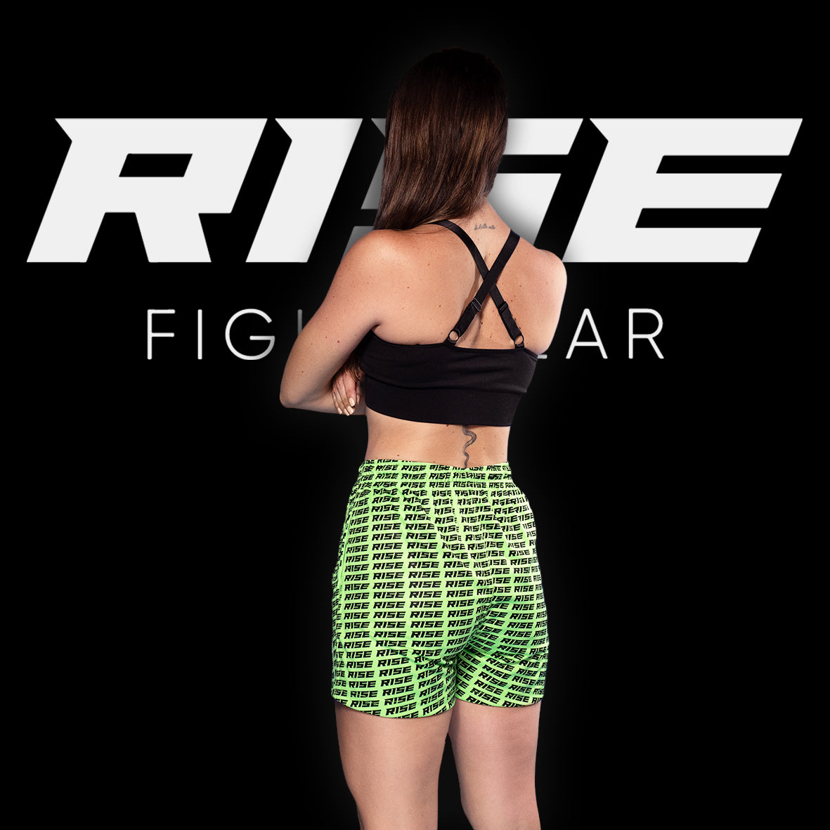 RISE GYM SHORTS PATTERN (GREEN/BLACK)