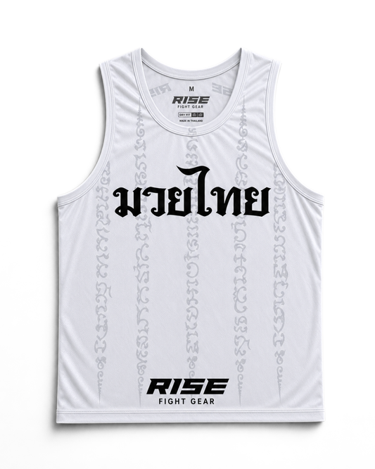 RISE MUAY THAI SAK YANT TANK TOP (WHITE)