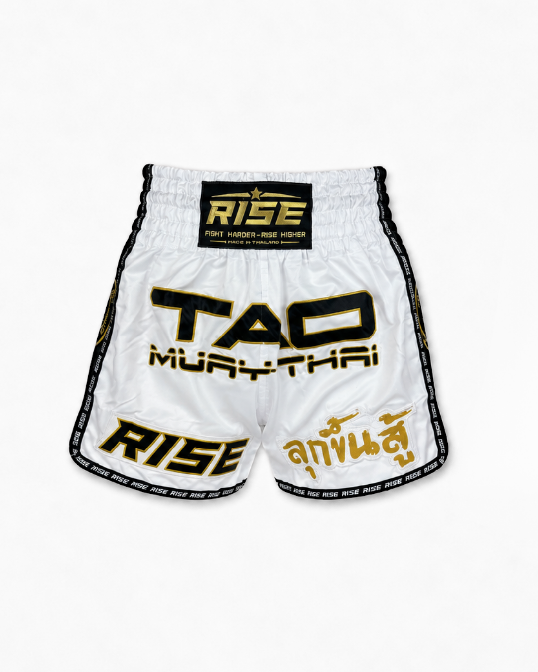 RISE X TAO MUAY THAI SHORTS (WHITE)
